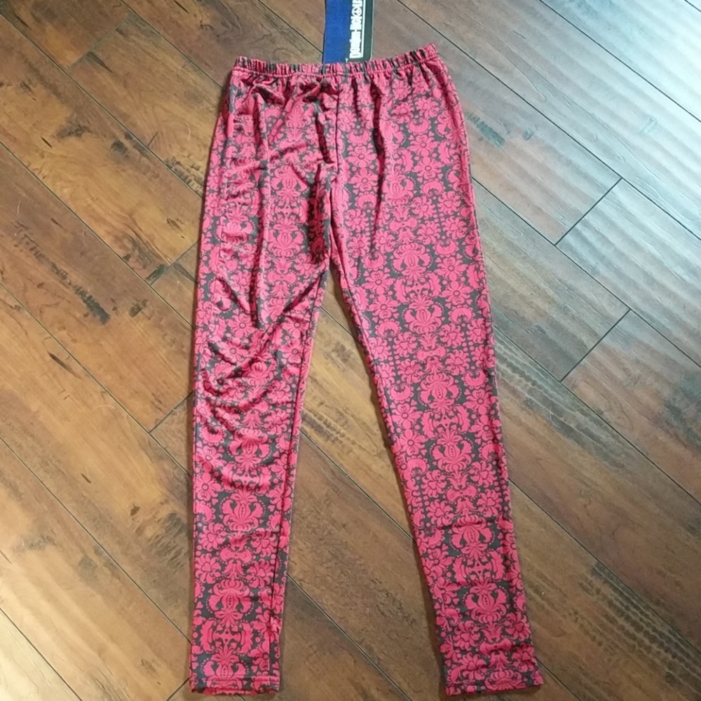 Red and black silky leggings